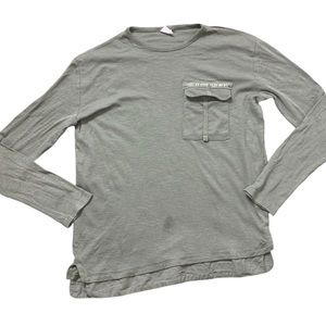 ZARA Long Sleeve Spread Your Own Ideas Pocket Cargo Tee Olive Green Boys 11-12Y